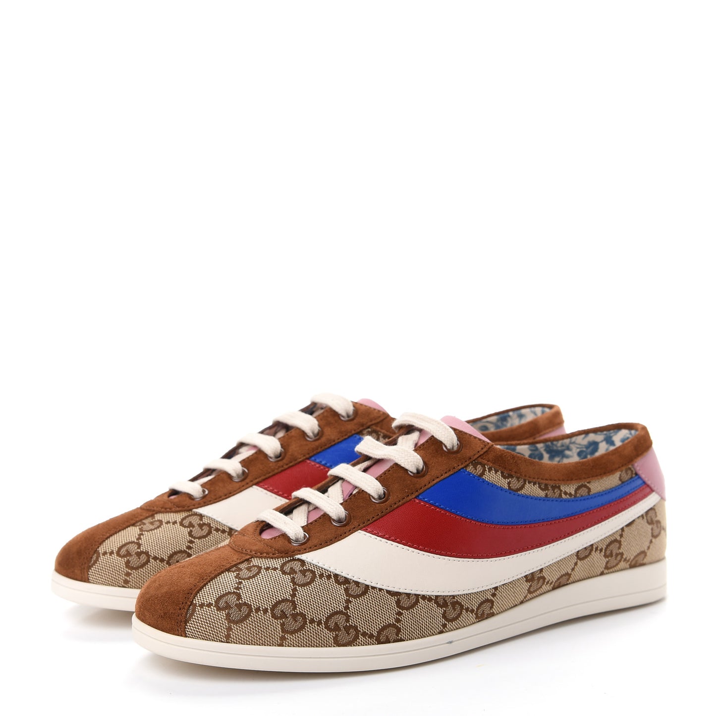 Suede Monogram Web Womens Falacer Sneakers 40 Nocciola Beige Mystic White Hibiscus Red
