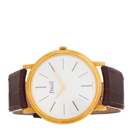 Piaget 18K Yellow Gold Alligator 38mm Altiplano Manual Winding Watch 2 of 4