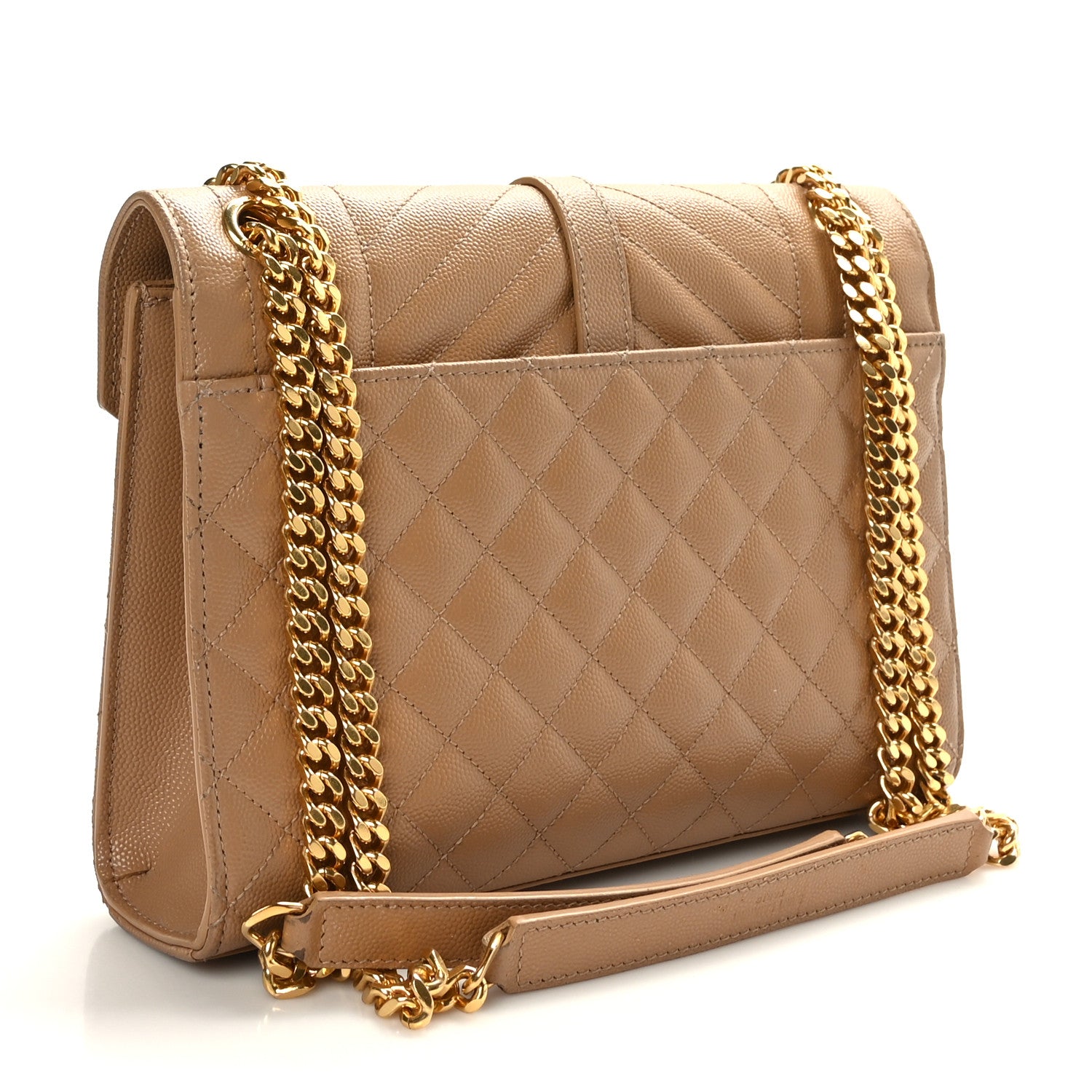 Saint Laurent Grain De Poudre Textured Mixed Matelasse Medium Triquilt Monogram Satchel Dark Beige 3 of 8