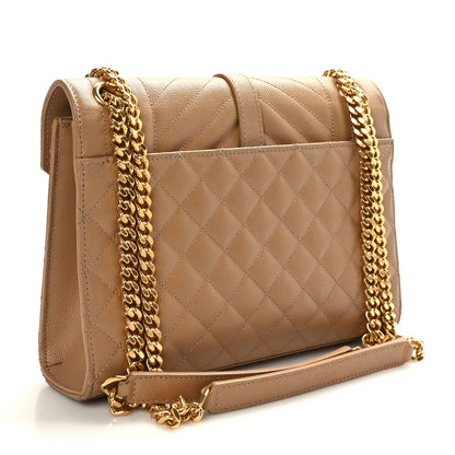 Saint Laurent Grain De Poudre Textured Mixed Matelasse Medium Triquilt Monogram Satchel Dark Beige 3 of 8