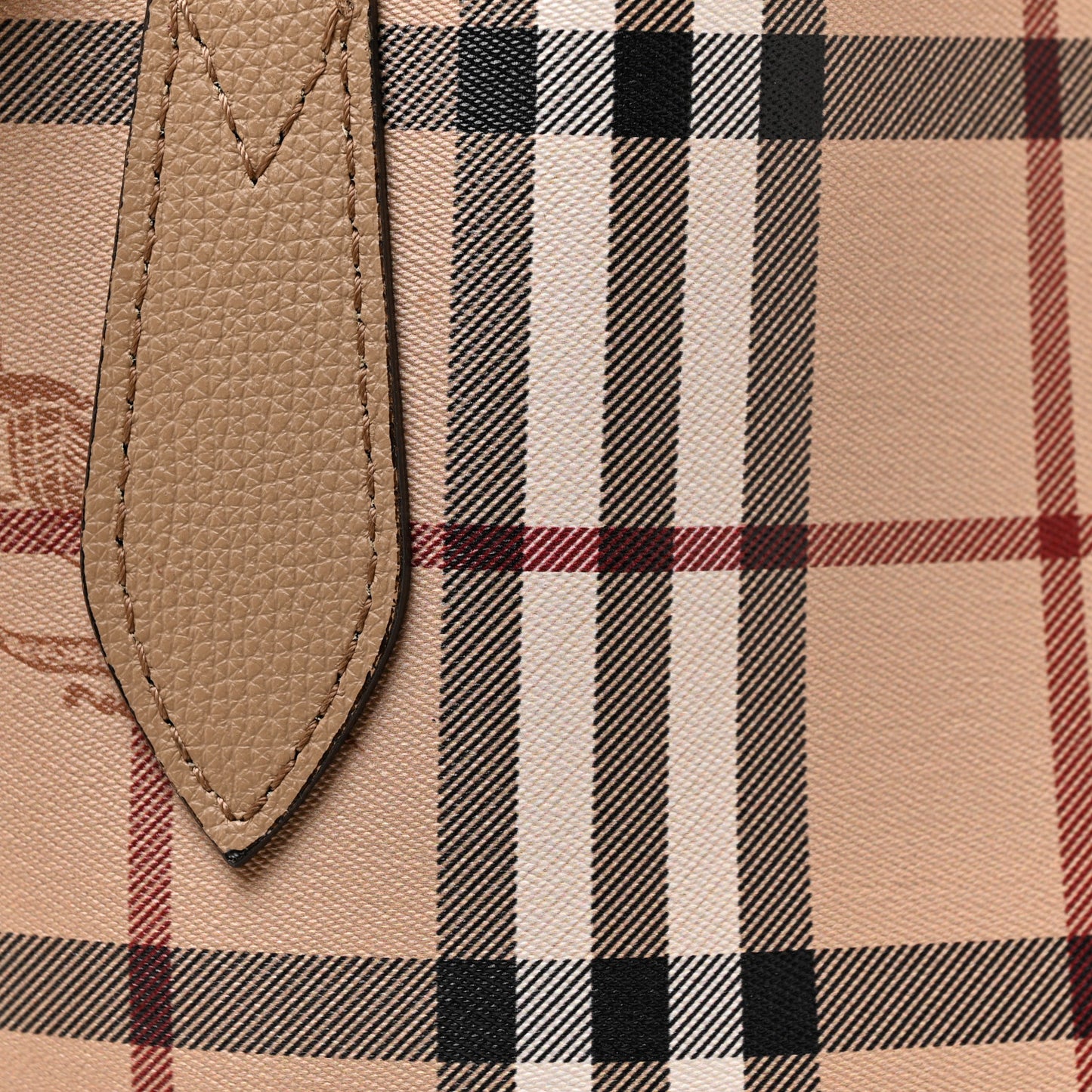 Grainy Calfskin Haymarket Check Small Reversible Tote Mid Camel