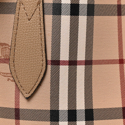 Burberry Grainy Calfskin Haymarket Check Small Reversible Tote Mid Camel 13 of 23