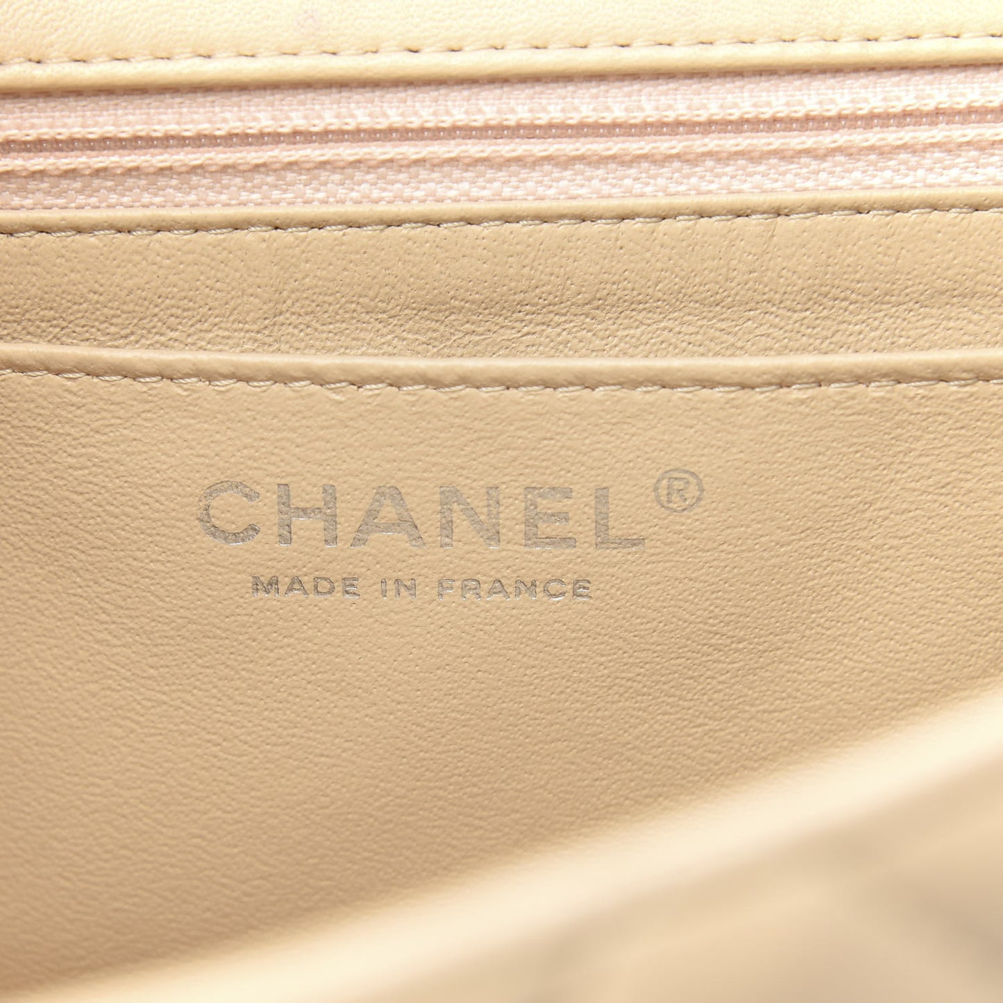 Lambskin Quilted Jumbo Double Flap Beige