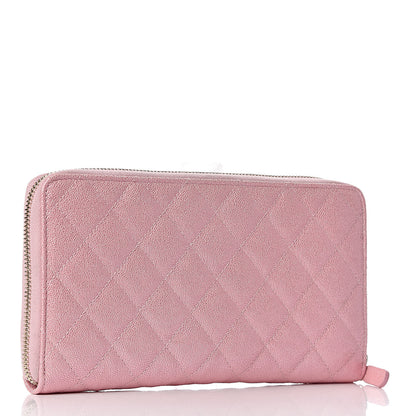 Chanel Iridescent Caviar Quilted Large Zip Around Organizer Wallet Pink 3 of 12