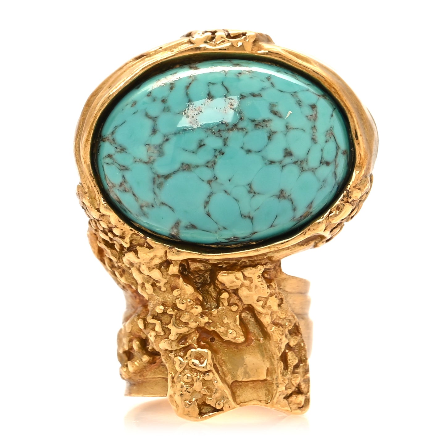 Glass Cabochon Arty Ovale Ring 49 5 Gold Turquoise
