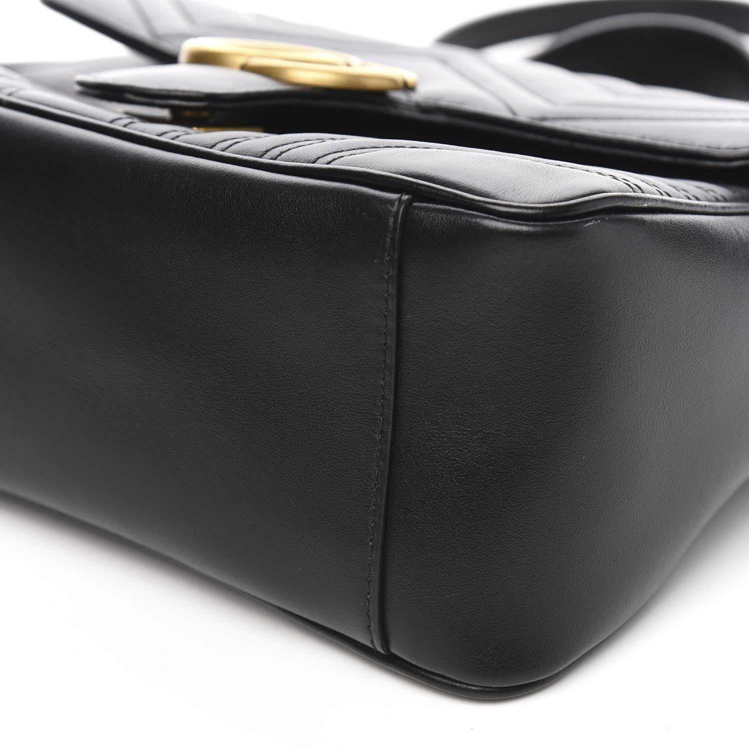 Gucci Calfskin Matelasse Small GG Marmont Top Handle Shoulder Bag Black 9 of 10