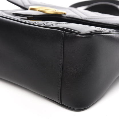 Gucci Calfskin Matelasse Small GG Marmont Top Handle Shoulder Bag Black 9 of 10