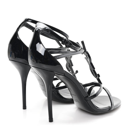 Saint Laurent Patent Cassandra 100 Ankle Strap Sandals 36 Black 5 of 9