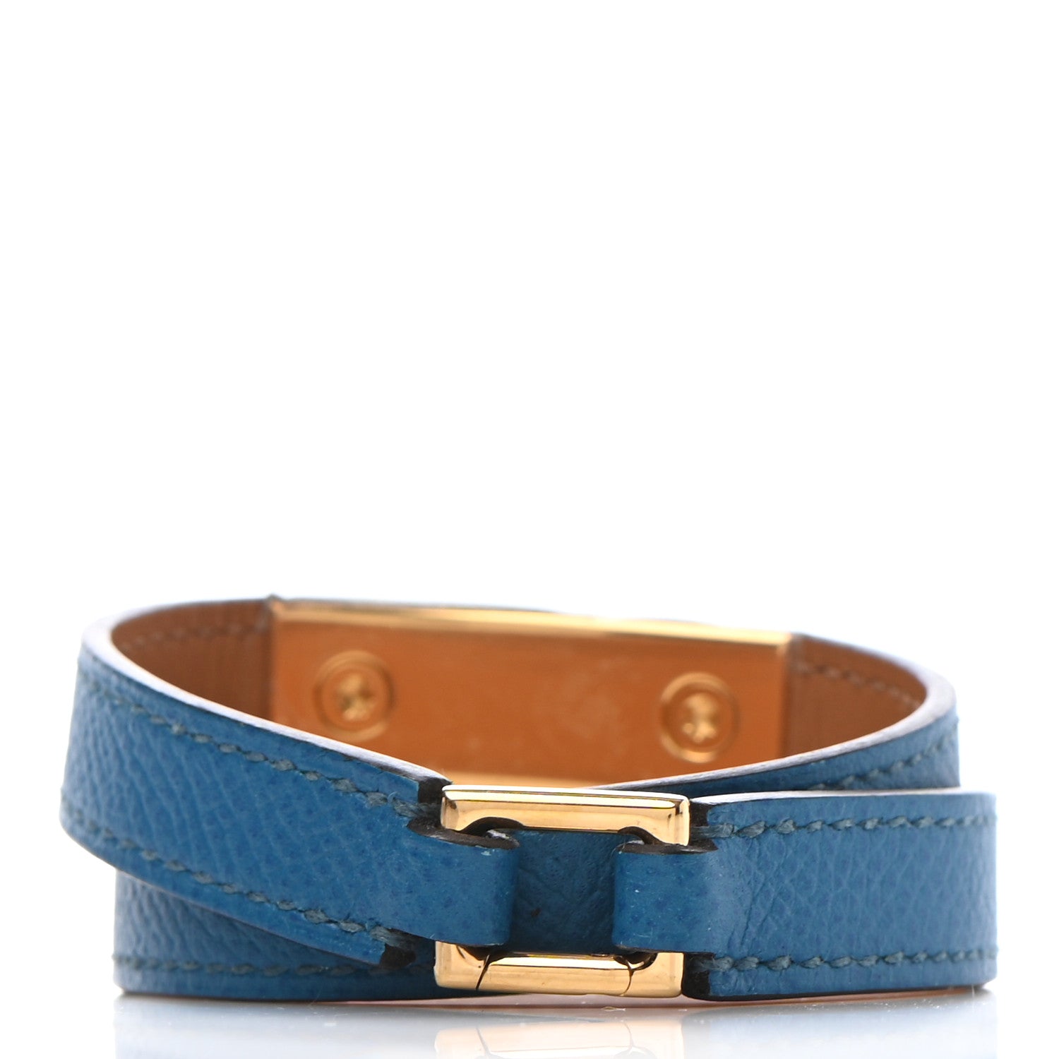 Hermes Epsom Rivale Double Tour Bracelet S Bleu Izmir 3 of 6