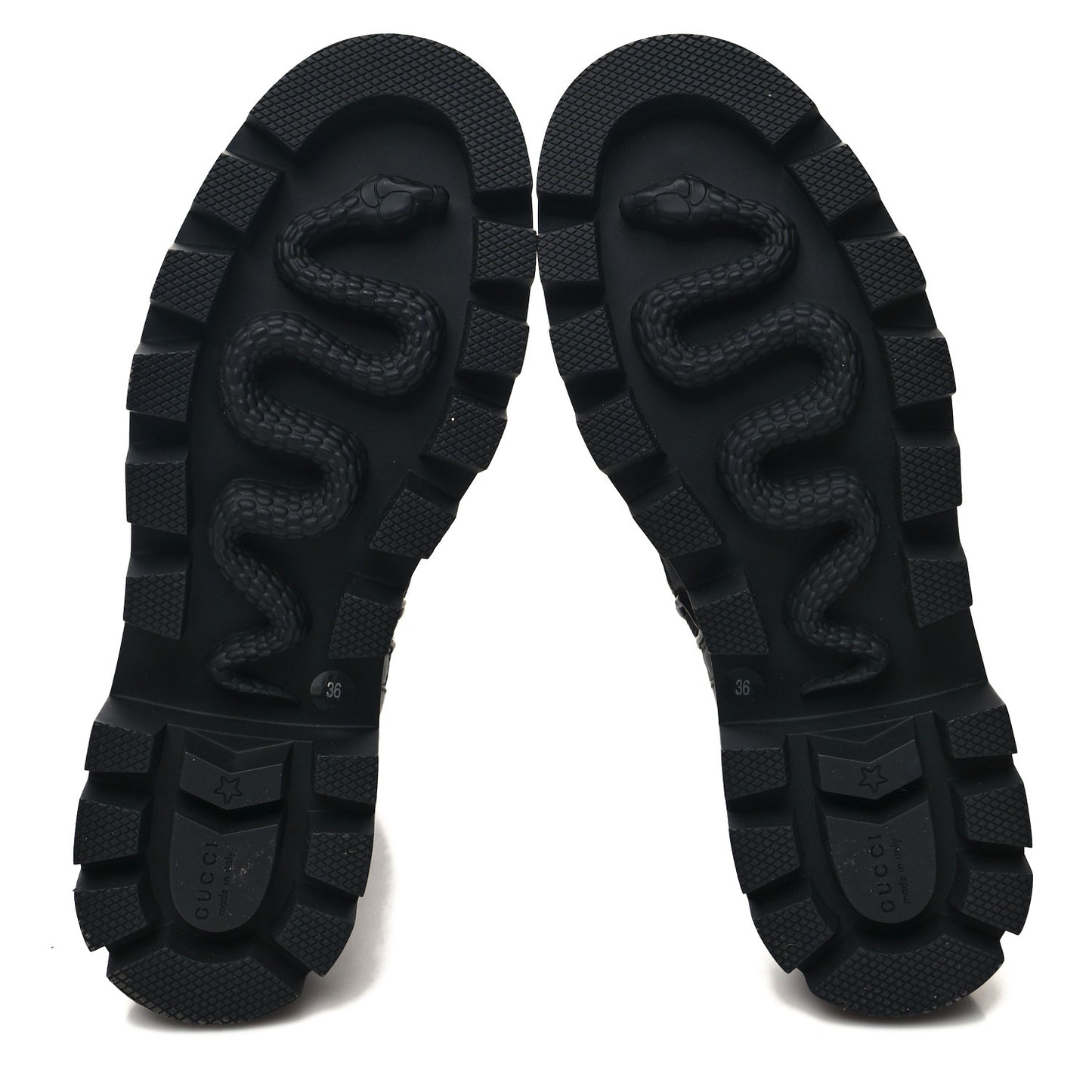 Nappa Frances GG Matelasse Platform Combat Boots 36 Black
