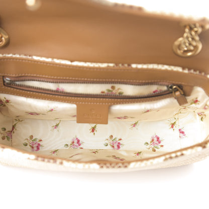 Gucci Raffia Elaphe Matelasse Small GG Marmont Shoulder Bag Natural Cream Brown 5 of 9