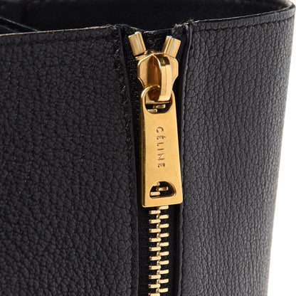 Celine Smooth Lambskin Horizontal Zipper Gusset Cabas Black 8 of 17