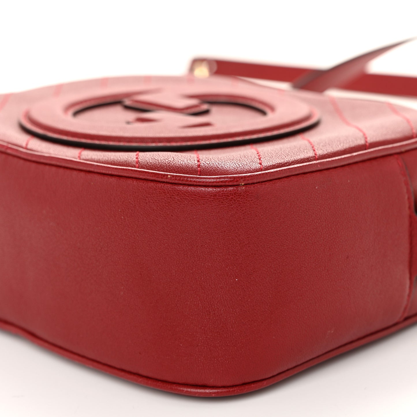 Sakai Be Green Calfskin Diagonal Stitched Small Blondie Shoulder Bag Rosso