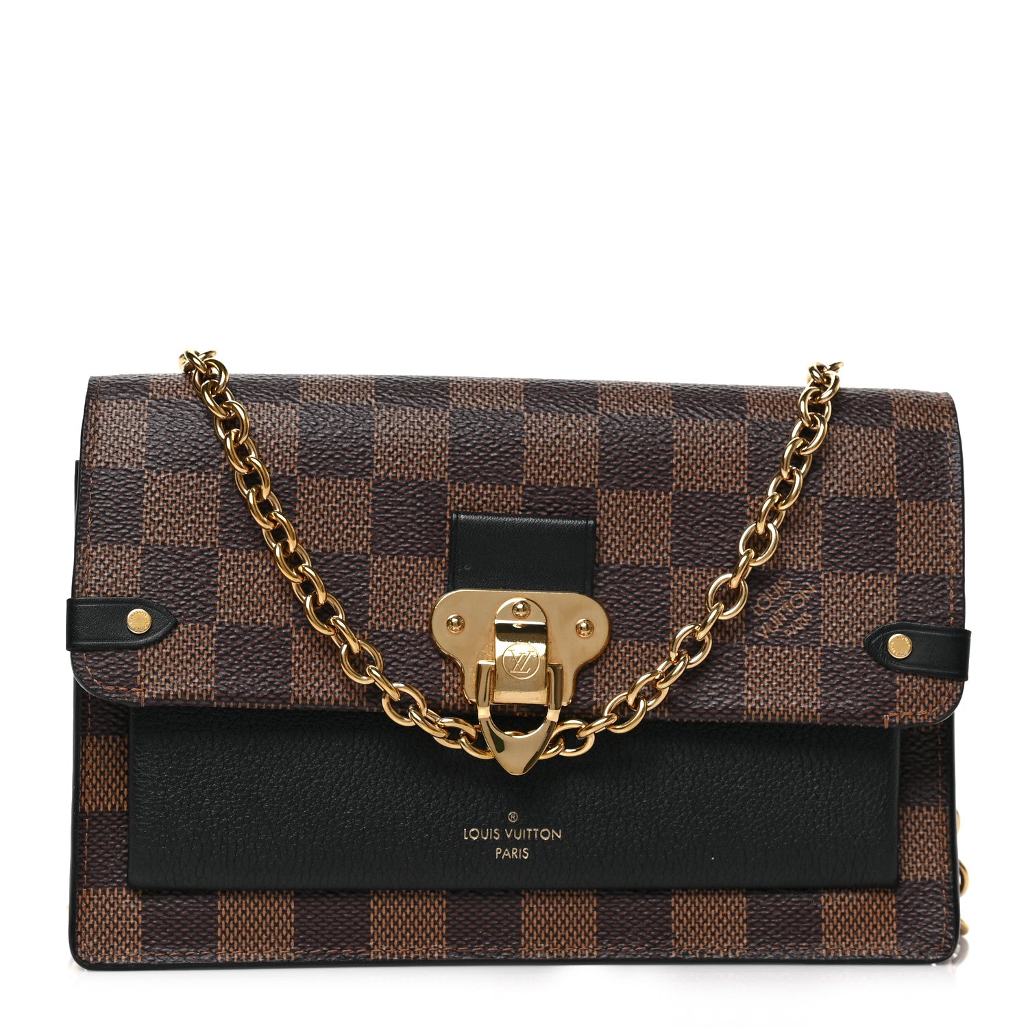 Louis Vuitton Damier Ebene Vavin Chain Wallet Black 1 of 9