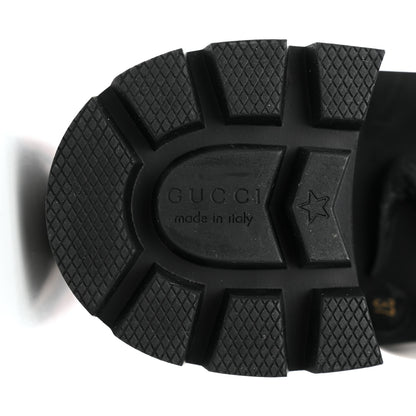Gucci Calfskin Sylvie Web Womens Lace Up Combat Boots 37 Black 8 of 9