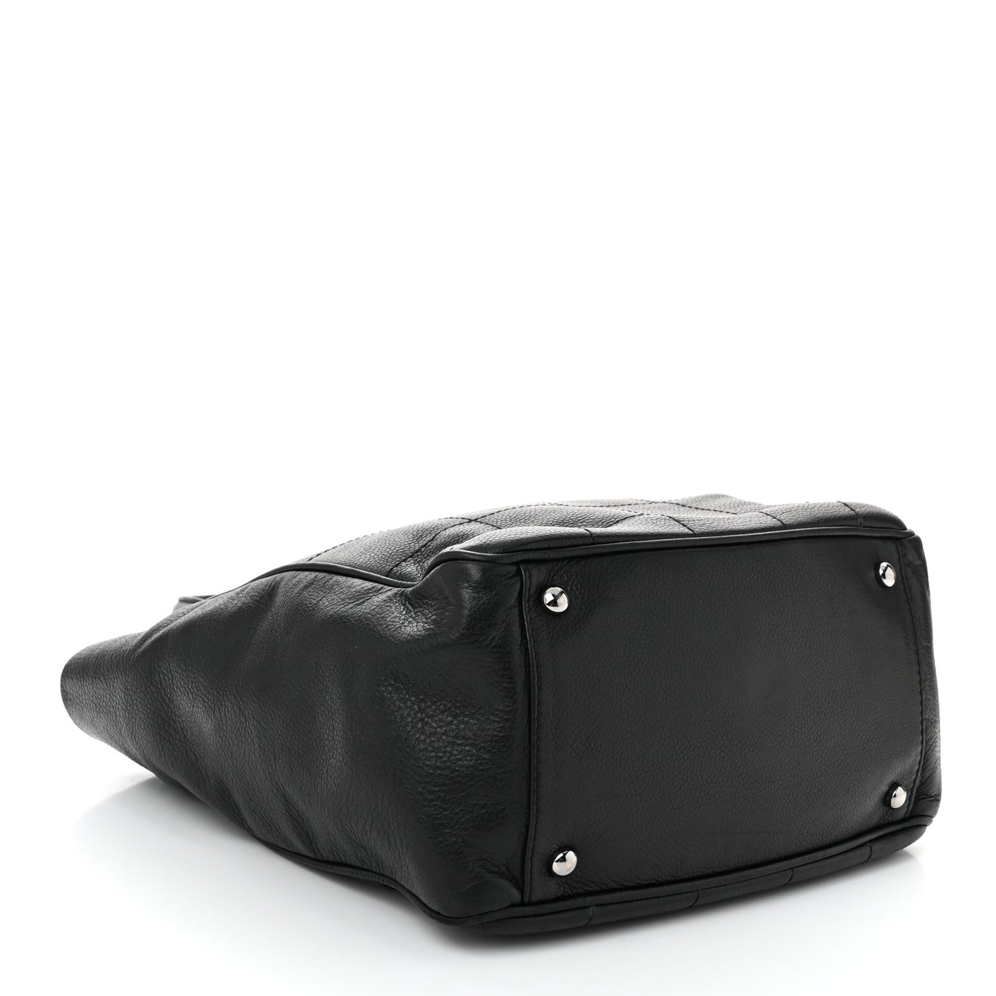 Lambskin Square Stitched Tote Black