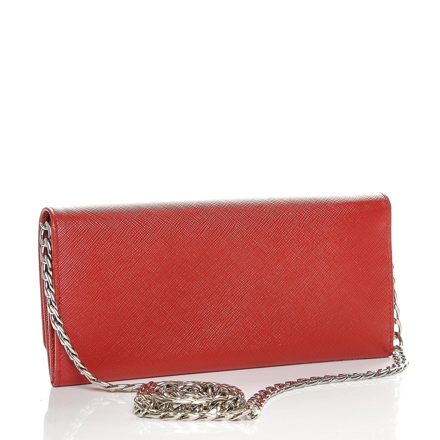 Prada Saffiano Bi-Color Wallet on Chain Fuoco Nero Black 3 of 6