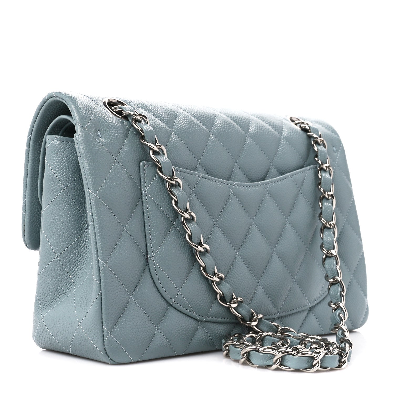 Chanel Caviar Quilted Small Double Flap Light Blue 3 of 11