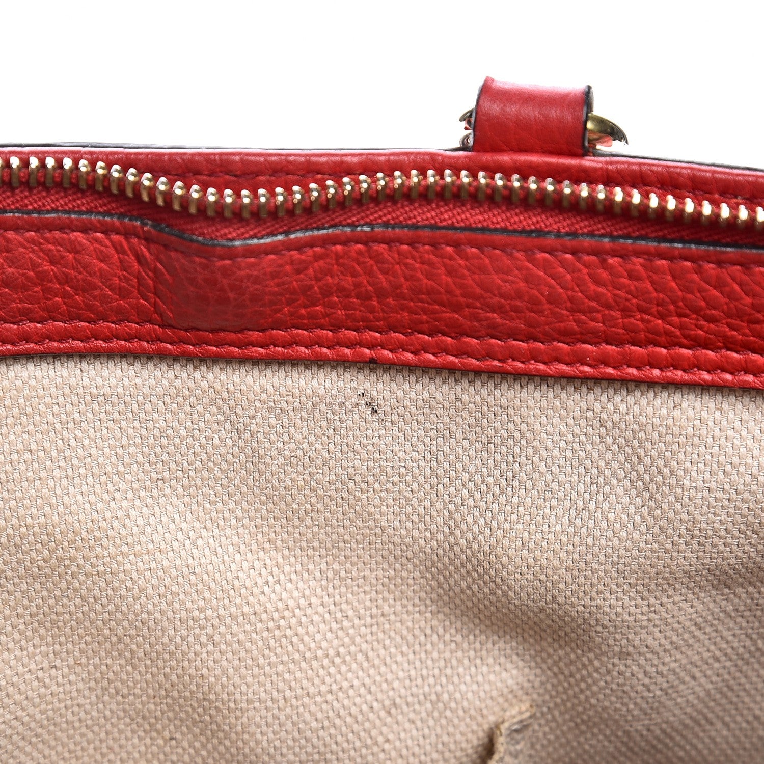 Gucci Pebbled Calfskin Small Soho Top Handle Bag Red 16 of 17
