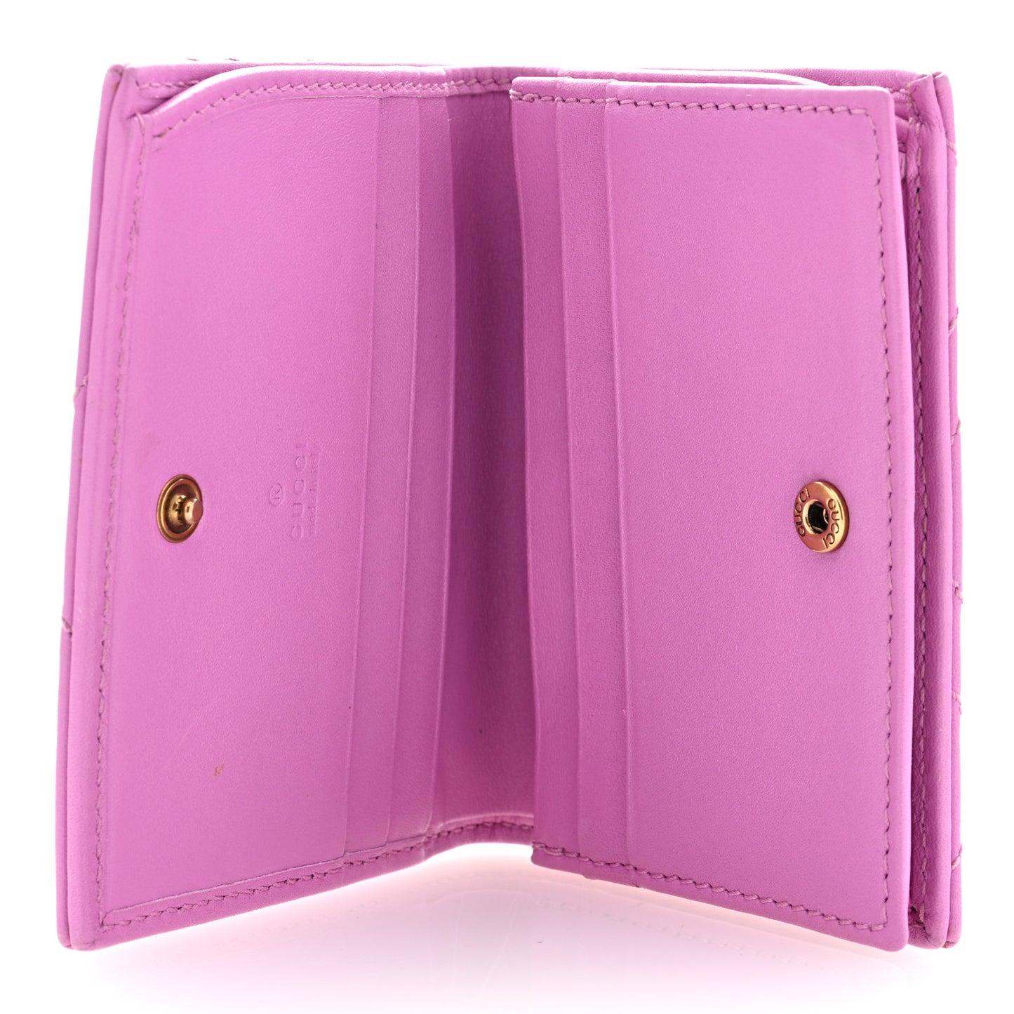 Calfskin Matelasse GG Marmont Card Case Candy Mousse