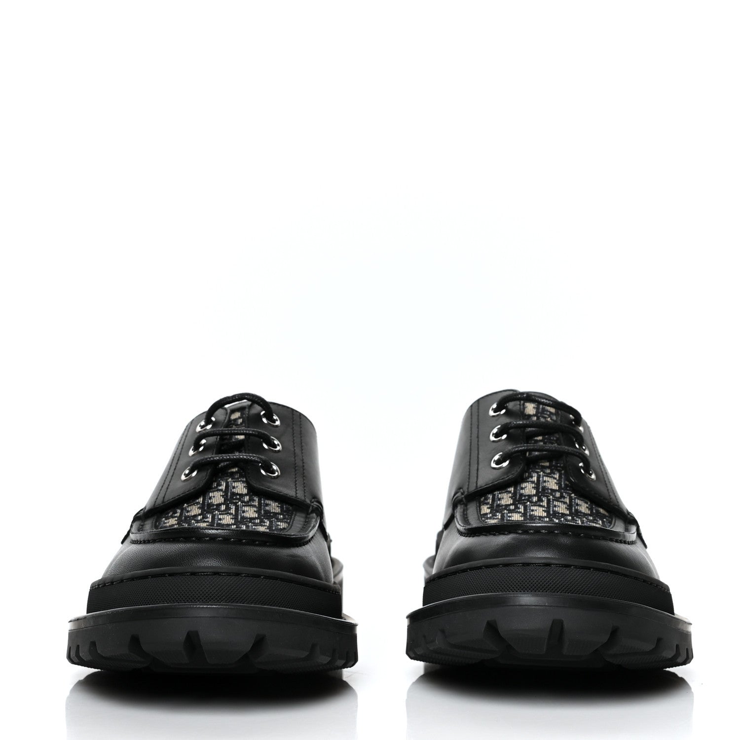 Christian Dior Nubuck Calfskin Oblique Explorer Boat Shoe 40 Black Beige 2 of 8