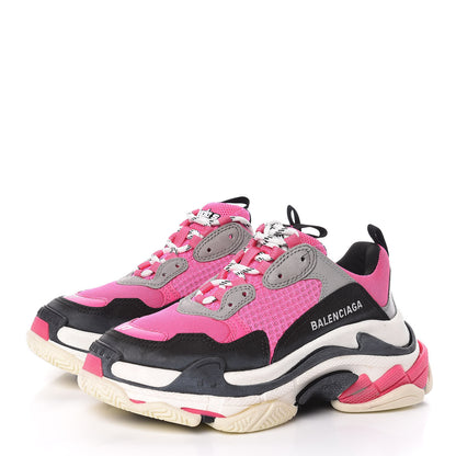 Balenciaga Fabric Mesh Womens Triple S Sneakers 37 Fluo Pink Grey White 3 of 9