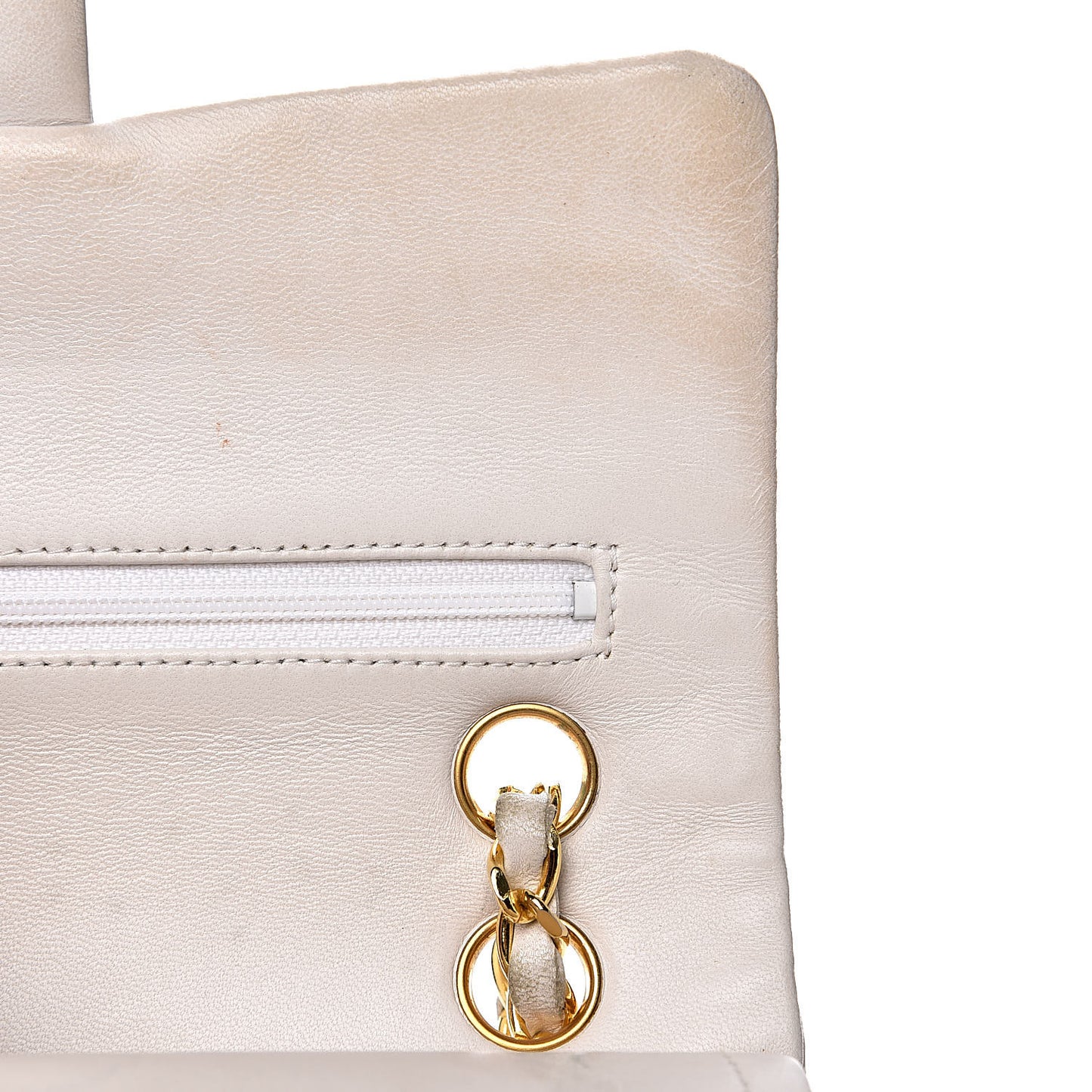 Lambskin Quilted Small Double Flap White