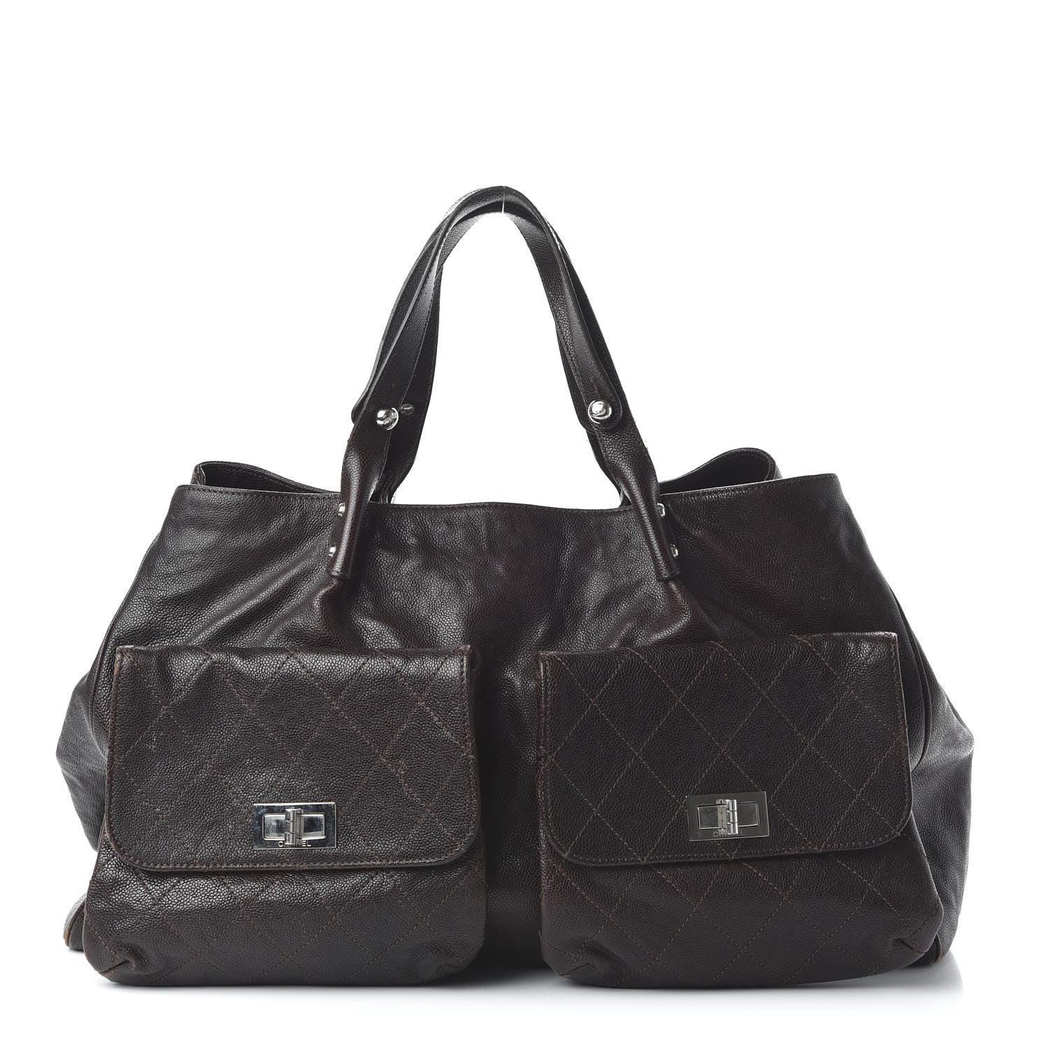 Chanel Glazed Caviar Large Pocket In The City Tote Brown 1 of 11