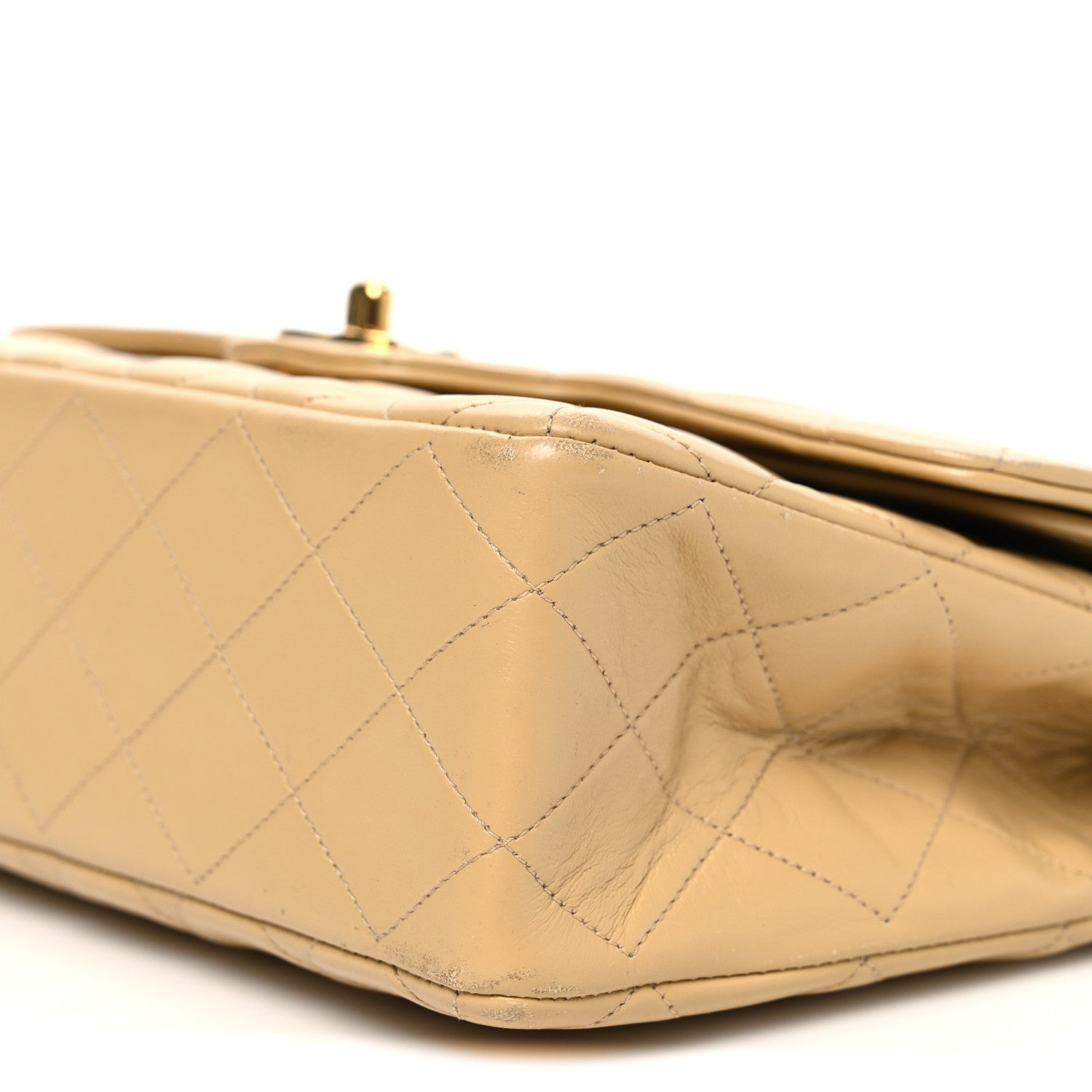 Chanel Lambskin Quilted Medium Double Flap Beige 10 of 12