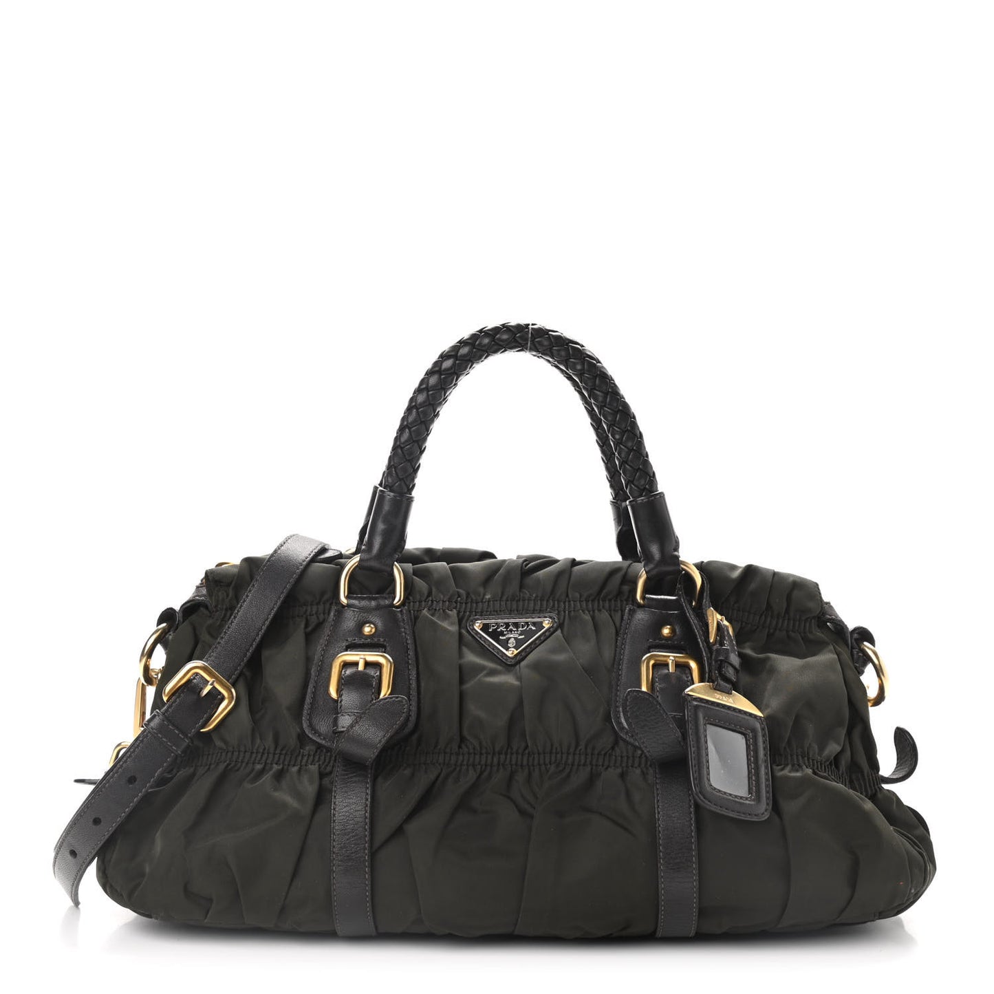 Tessuto Nylon Gaufre Shopping Satchel Fumo