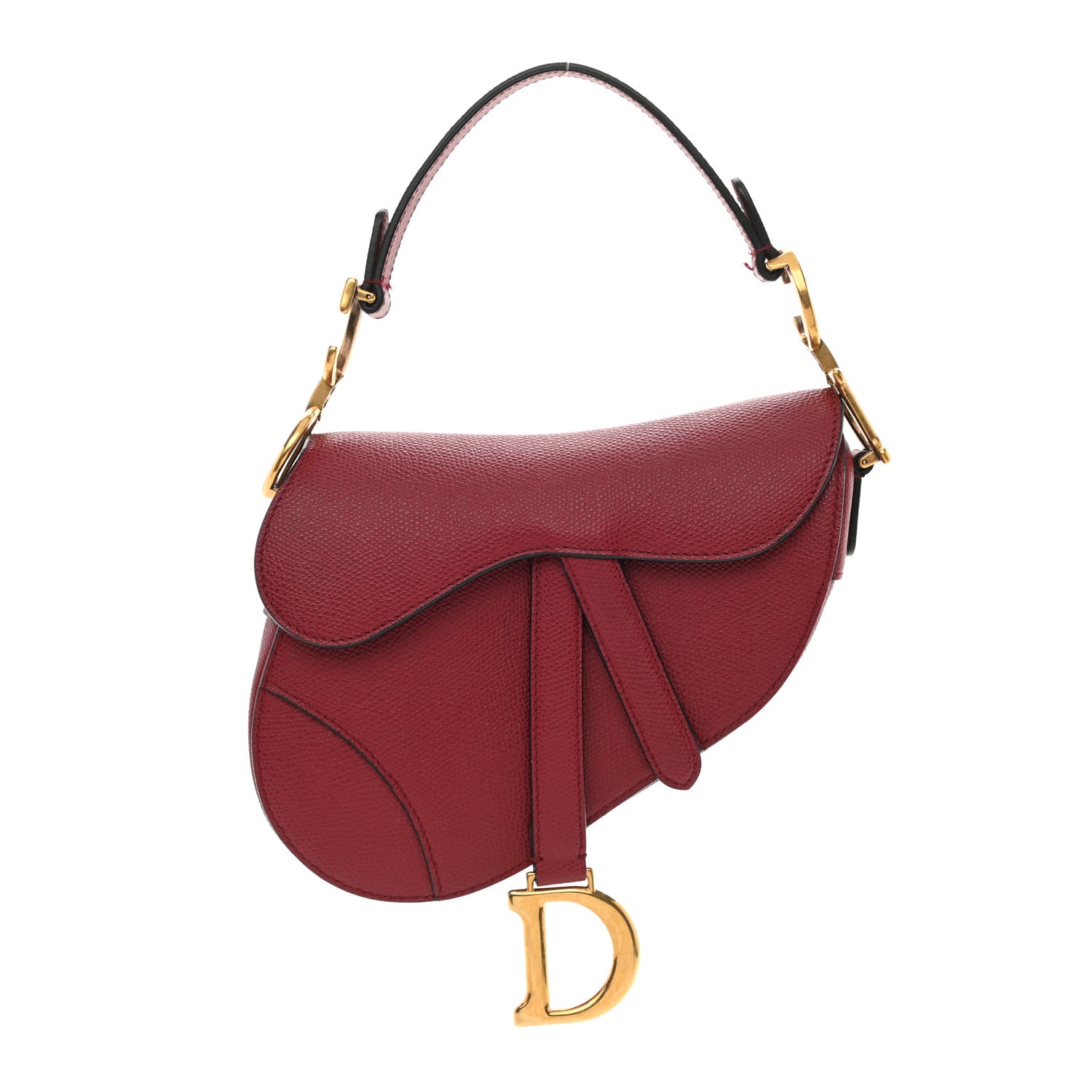 Christian Dior Grained Calfskin Mini Saddle Bag Red 1 of 10