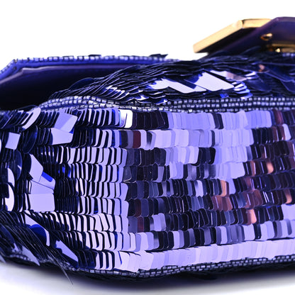 Fendi Sequin Paillettes Vitello Grace Sex and the City Baguette Viola Purple Rain 8 of 8