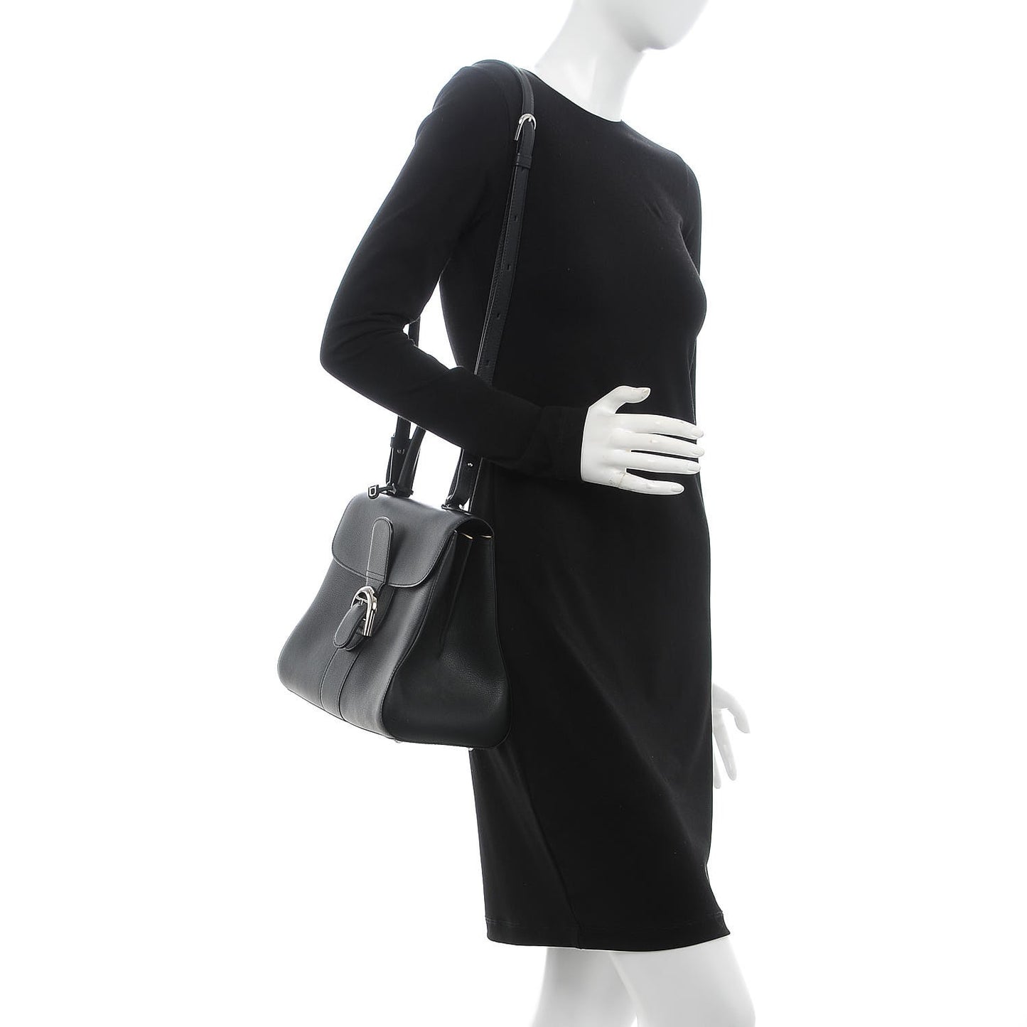 Grained Calfskin MM Brillant Satchel Black