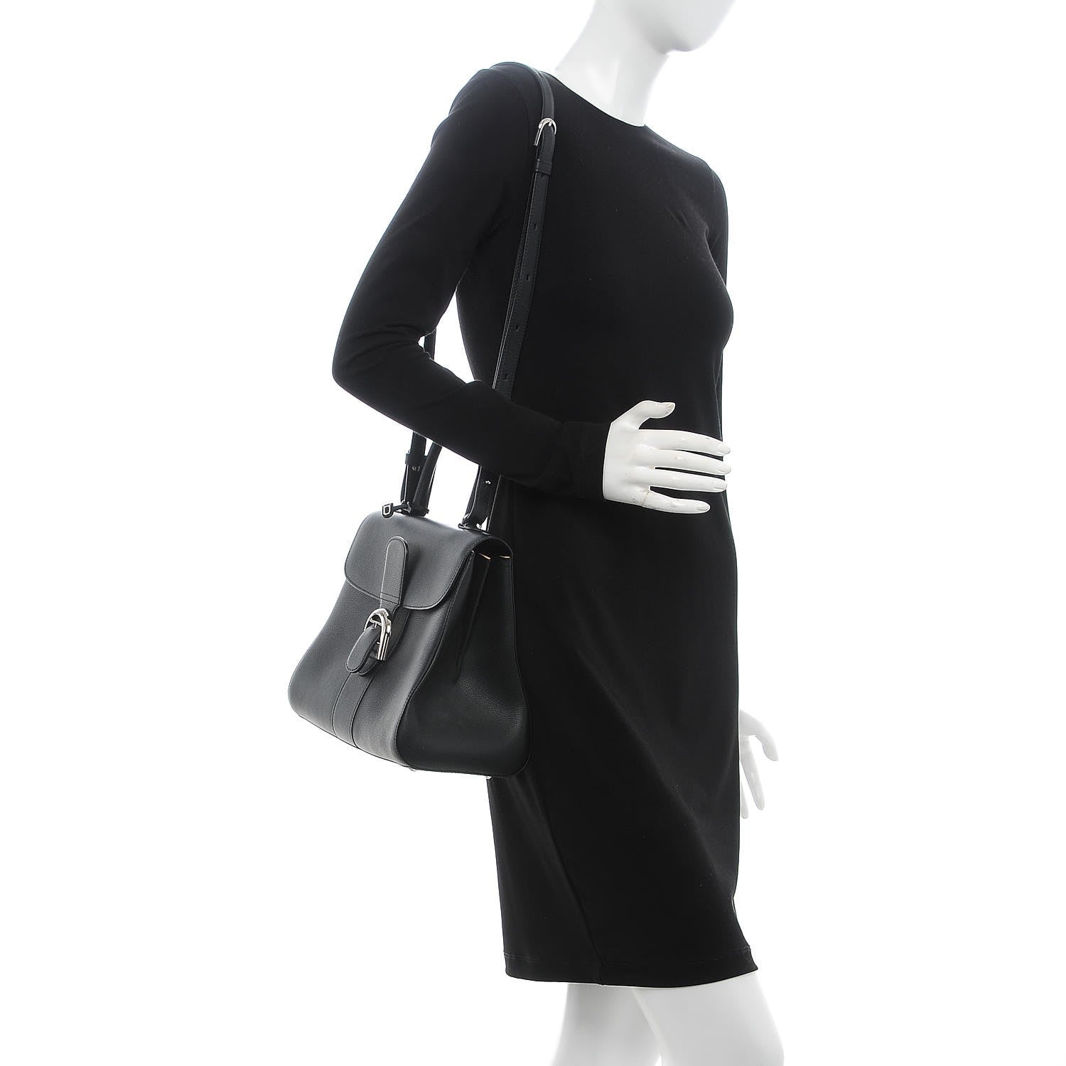 Delvaux Grained Calfskin MM Brillant Satchel Black 3 of 8