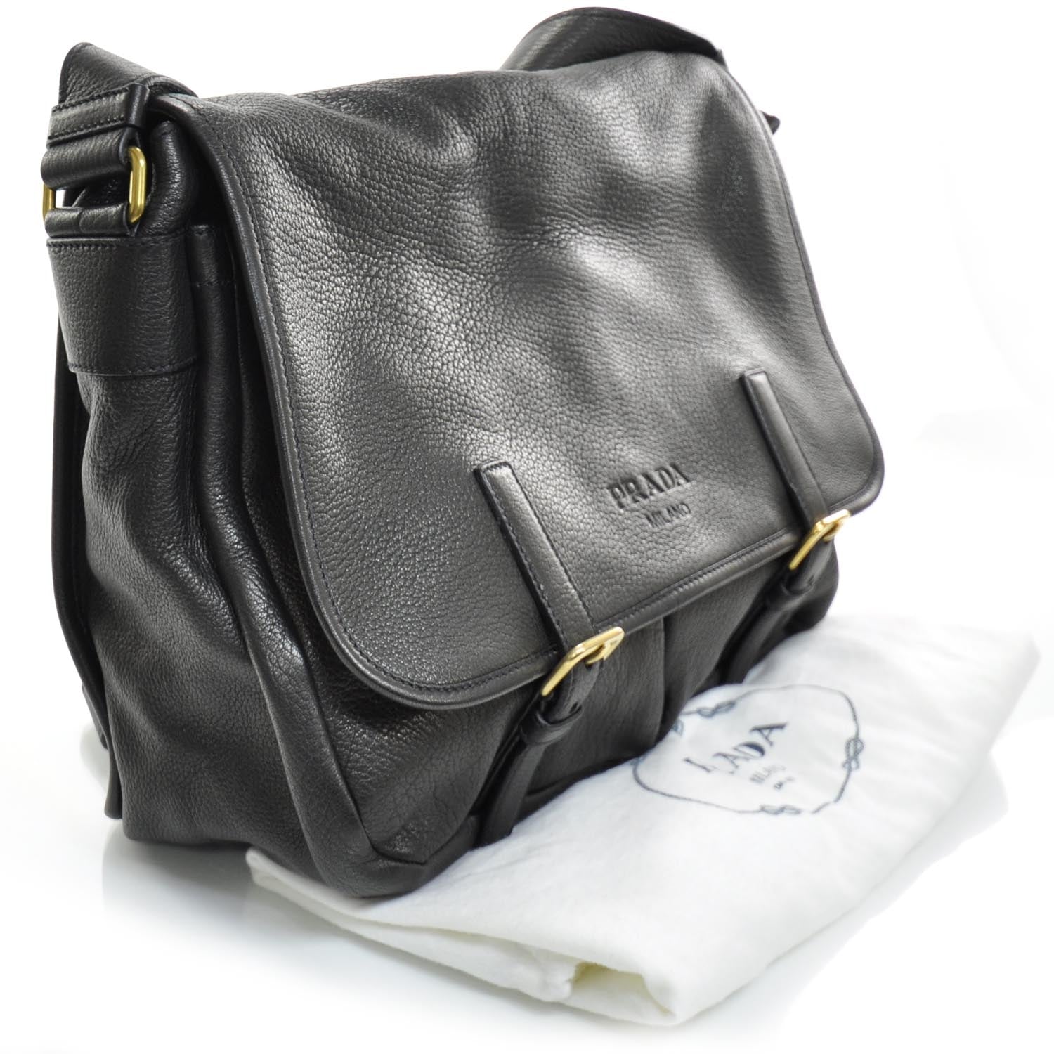 Prada Cervo Deerskin Messenger Bag Nero Black 4 of 9