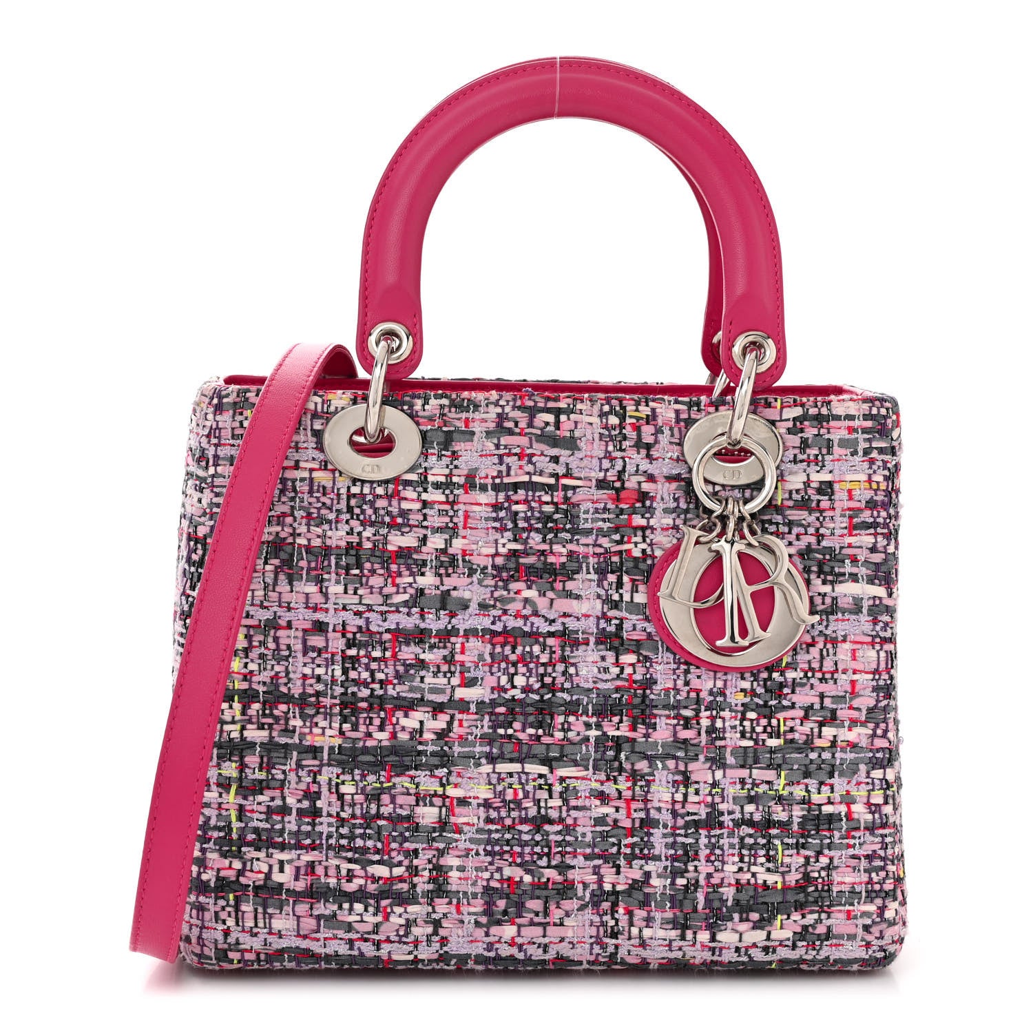 Christian Dior Tweed Medium Lady Dior Pink Multicolor 1 of 11