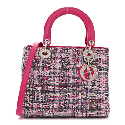 Christian Dior Tweed Medium Lady Dior Pink Multicolor 1 of 11