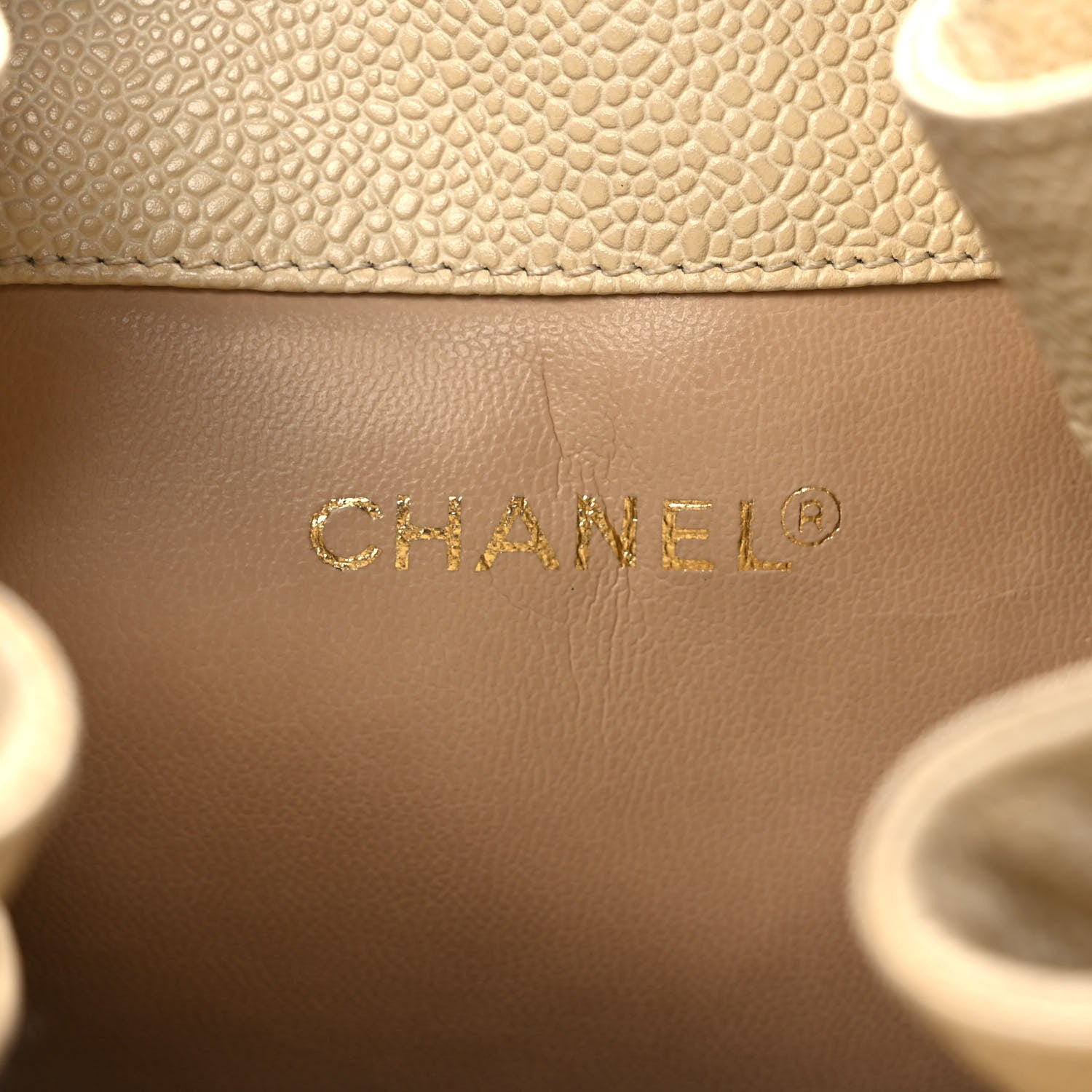 Chanel Caviar Drawstring Bucket Bag White 6 of 11