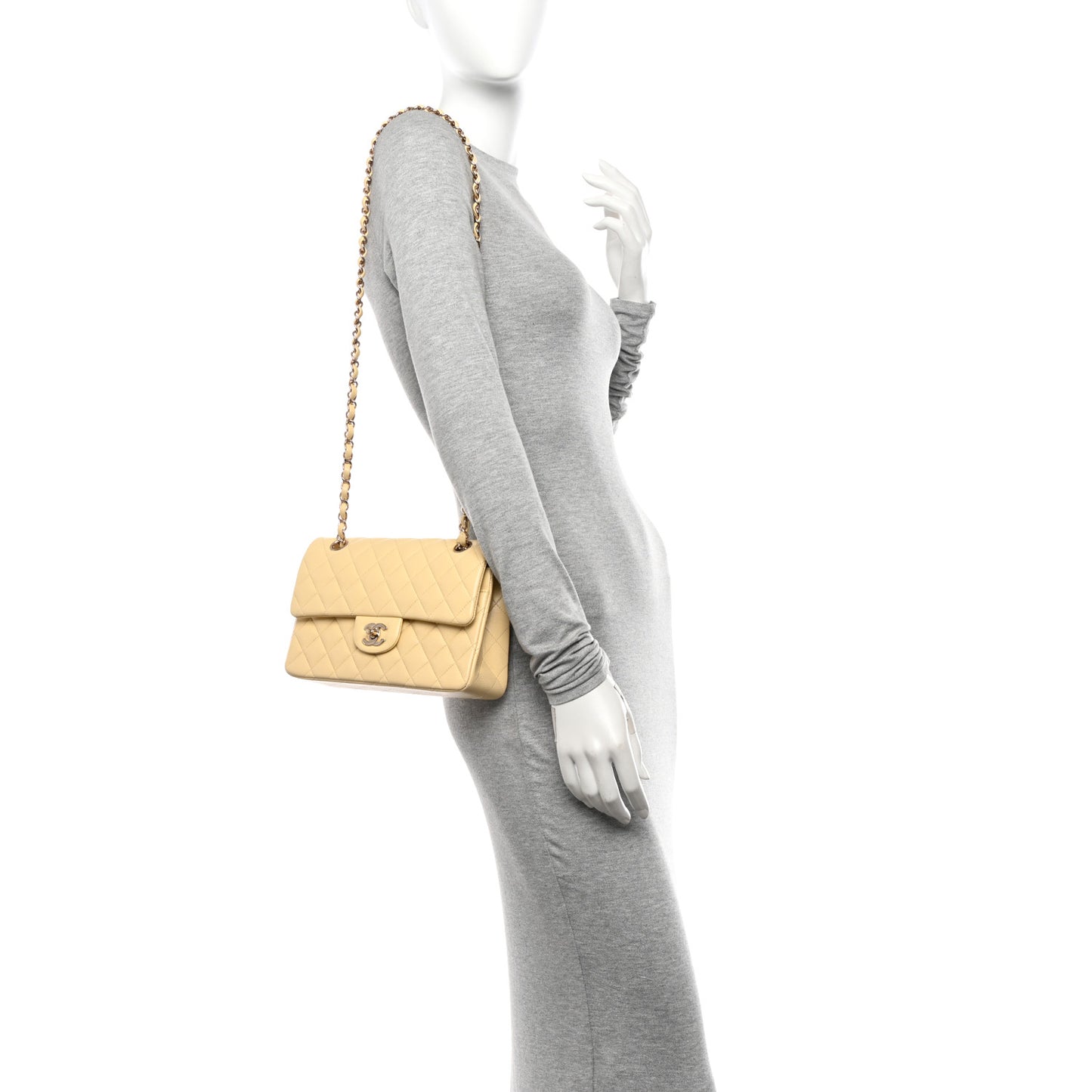 Lambskin Quilted Small Double Flap Yellow