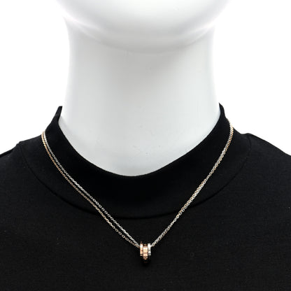 Cartier 18K White Pink Gold Diamond Three Ring LOVE Pendant Necklace 2 of 5