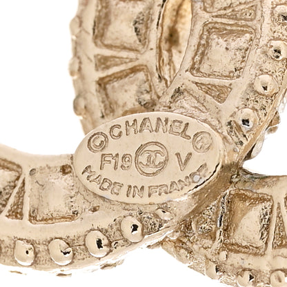 Chanel Crystal Timeless CC Earrings Light Gold 4 of 4