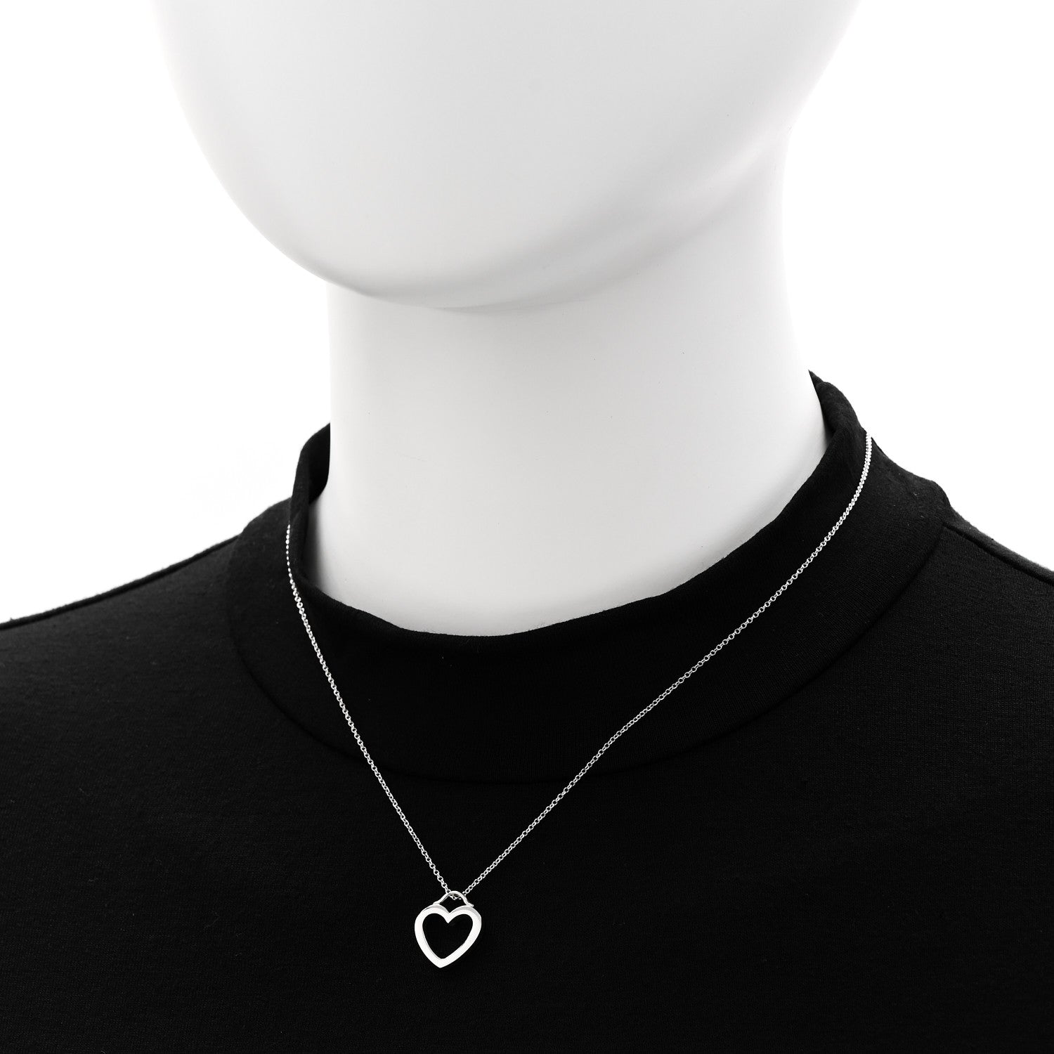 Tiffany Sterling Silver Open Heart Pendant Necklace 2 of 7