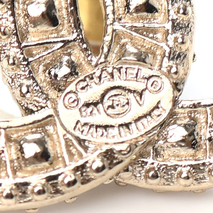 Chanel Crystal Timeless CC Earrings Light Gold 4 of 4