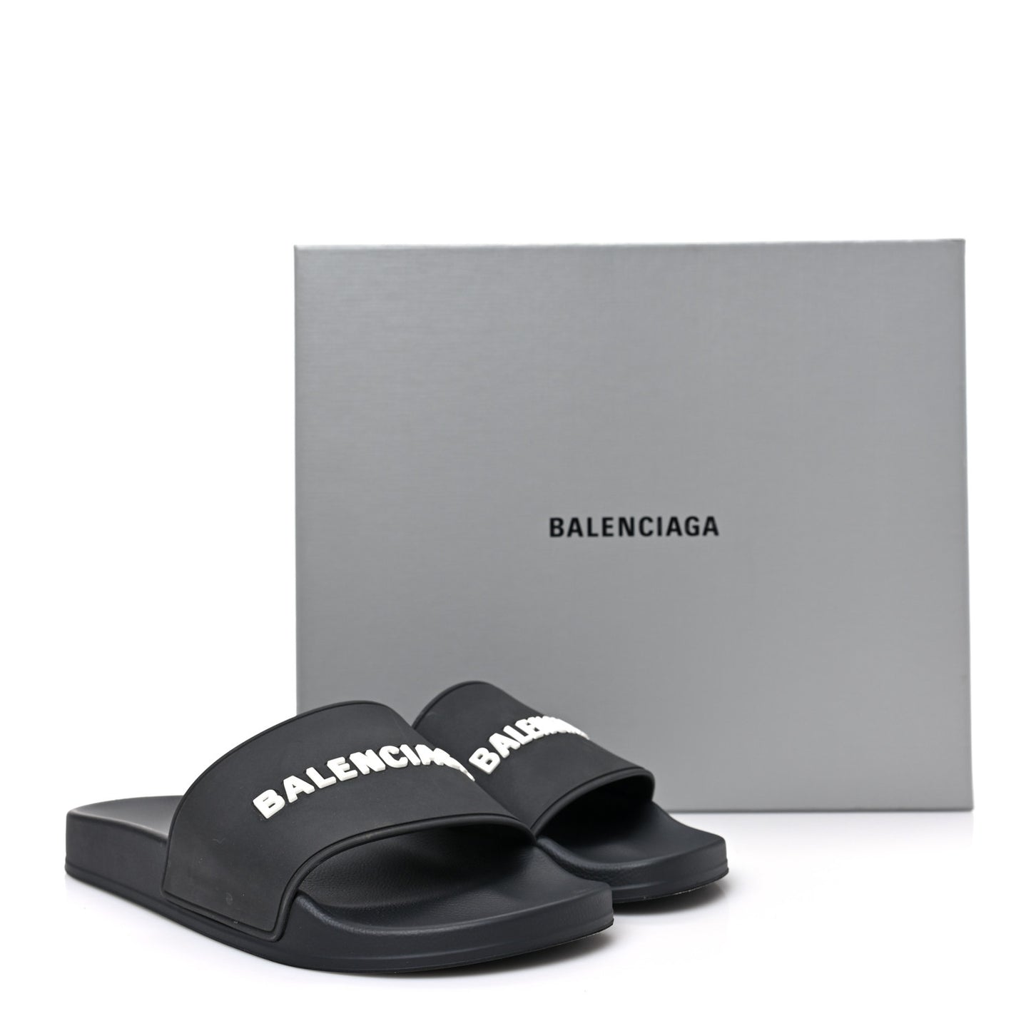 Rubber Mens Logo Pool Slide Sandals 42 Black