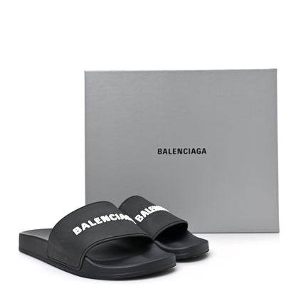 Balenciaga Rubber Mens Logo Pool Slide Sandals 42 Black 8 of 8