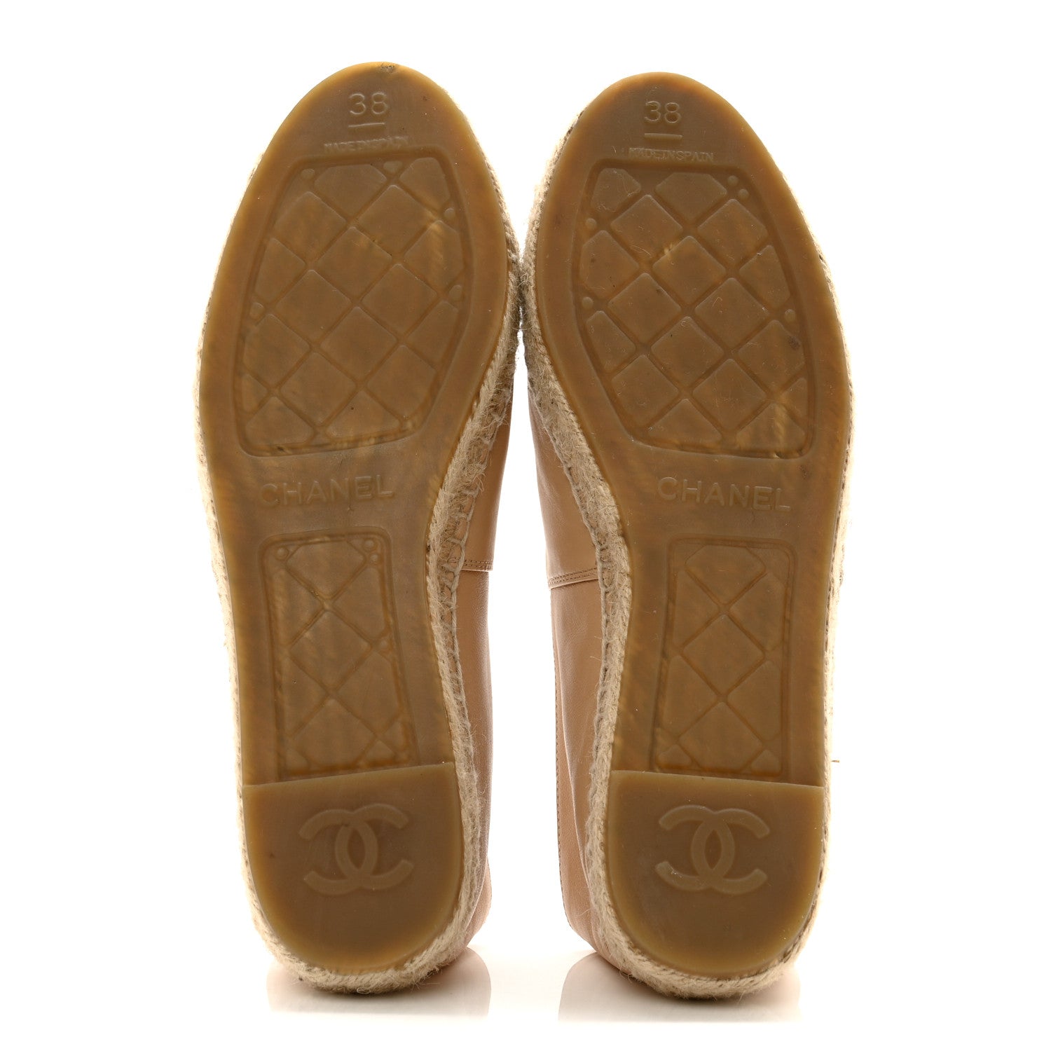 Chanel Lambskin CC Espadrilles 38 Beige Black 5 of 9