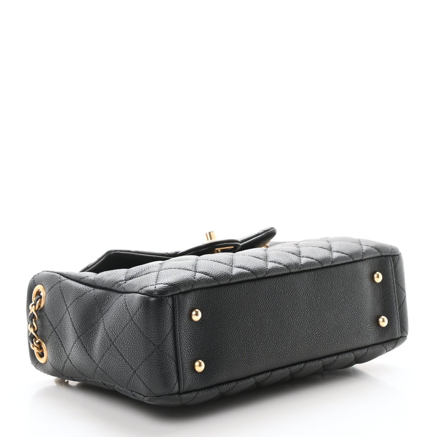 Caviar Calfskin Quilted Small Top Handle Flap Black