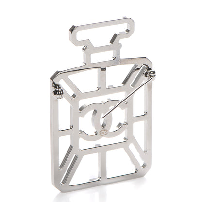 Chanel Crystal Perfume Bottle CC Brooch Silver 3 of 5