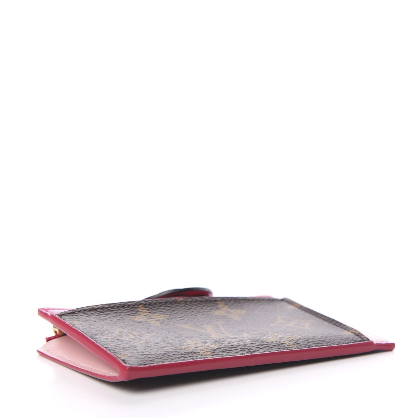 Monogram Blooming Flowers Zipped Card Holder Hot Pink Rose Ballerine