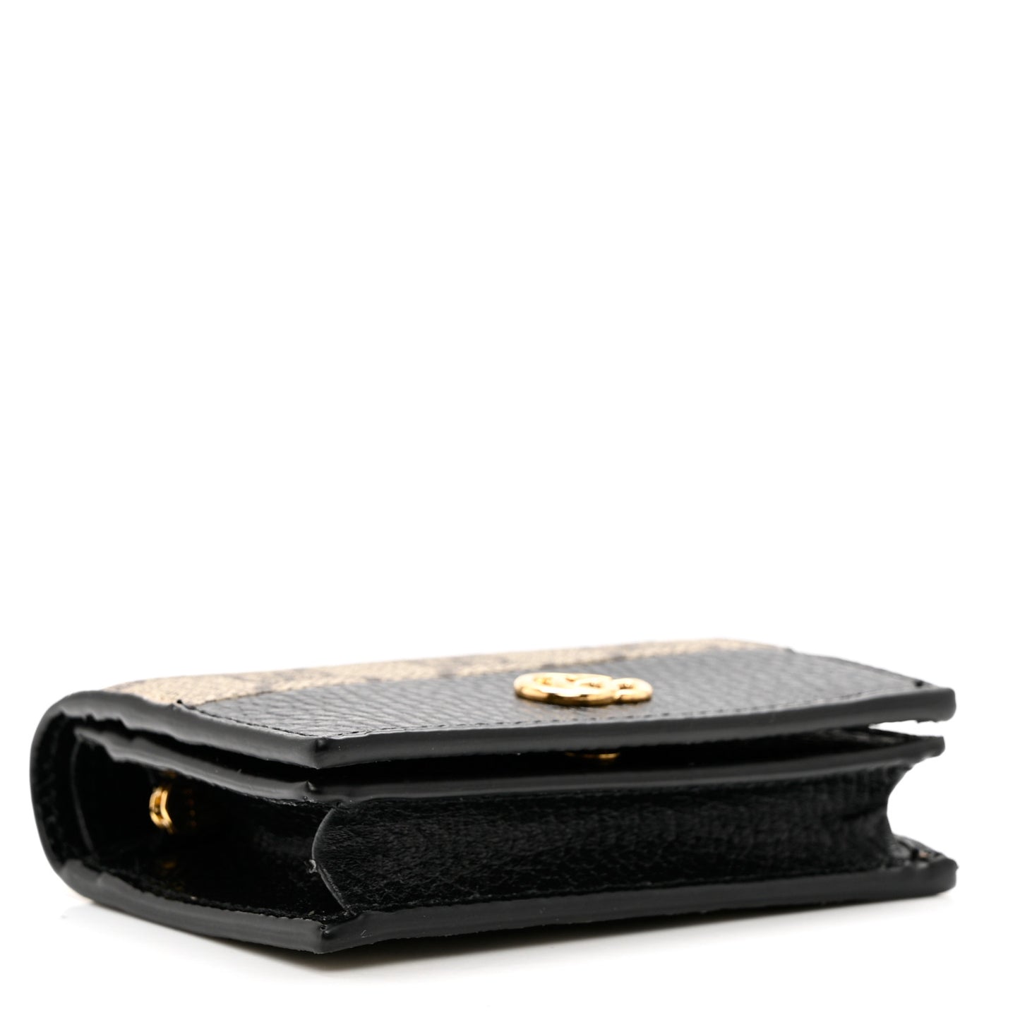 Dollar Calfskin GG Supreme Monogram GG Marmont Card Case Black Beige Ebony